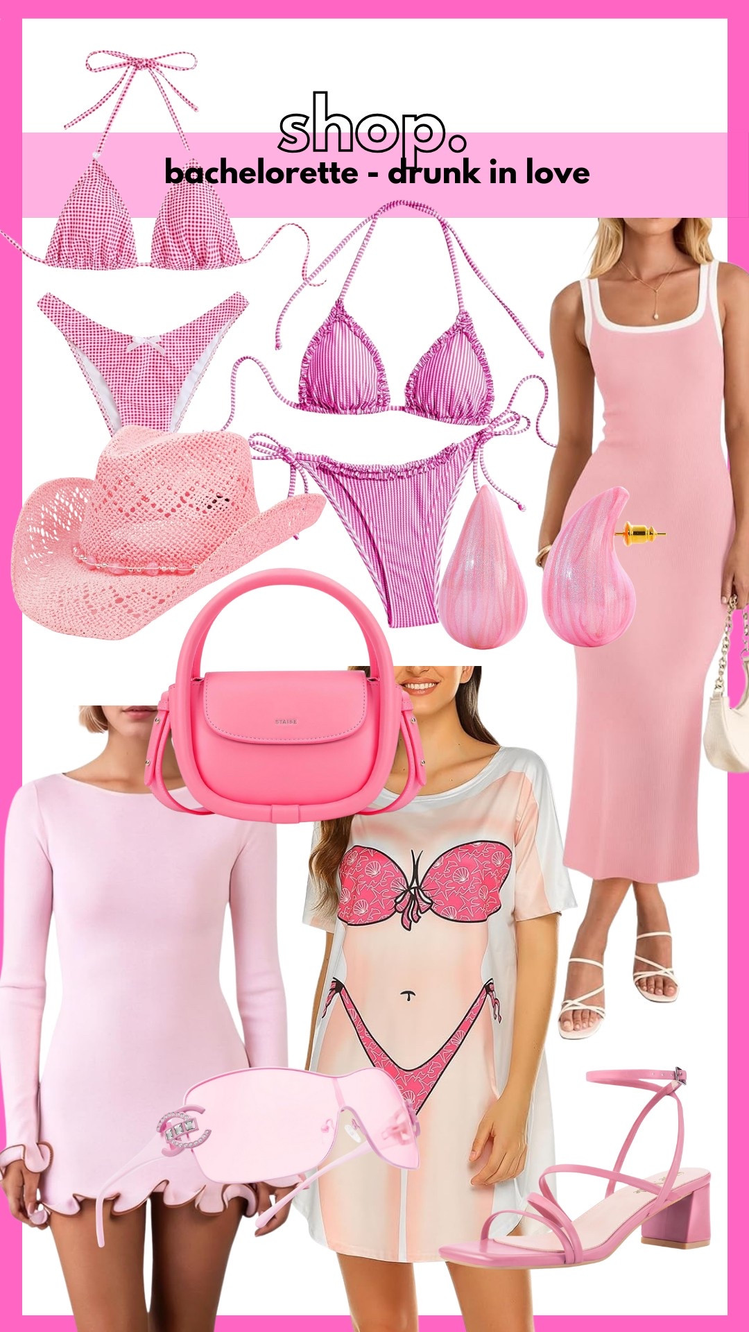 Bachelorette party outfit, drunk in love, pink outfit, pink bikini, summer outfit 

#LTKFindsUnder50 #LTKParties #LTKSwim