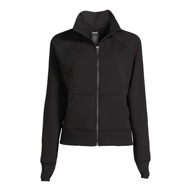 Avia Women's Plush Mixed Rib Mock Neck Full Zip Jacket, Sizes XS-XXXL | Walmart (US)
