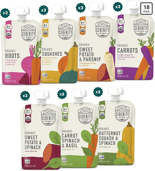 Serenity Kids USDA Organic Baby Food Pouches - No Added Sugar Baby Puree Pouch - Healthy Toddler ... | Amazon (US)