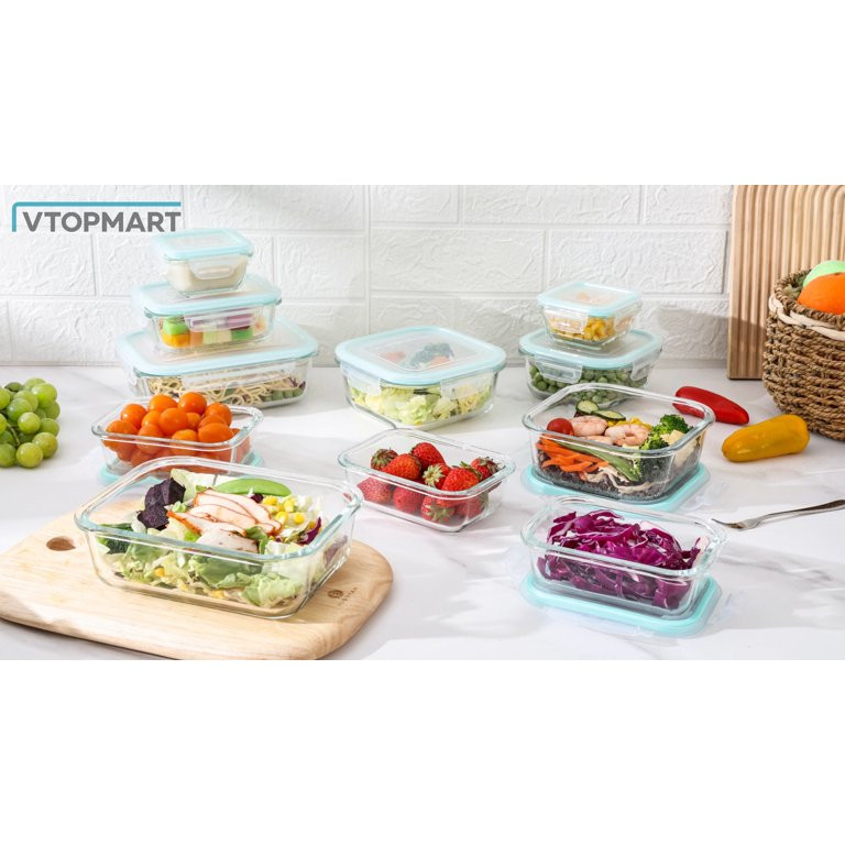 Vtopmart 7 Pack Glass Food Storage Containers, Meal Prep, Airtight Bento Boxes with Leak Proof Lo... | Walmart (US)