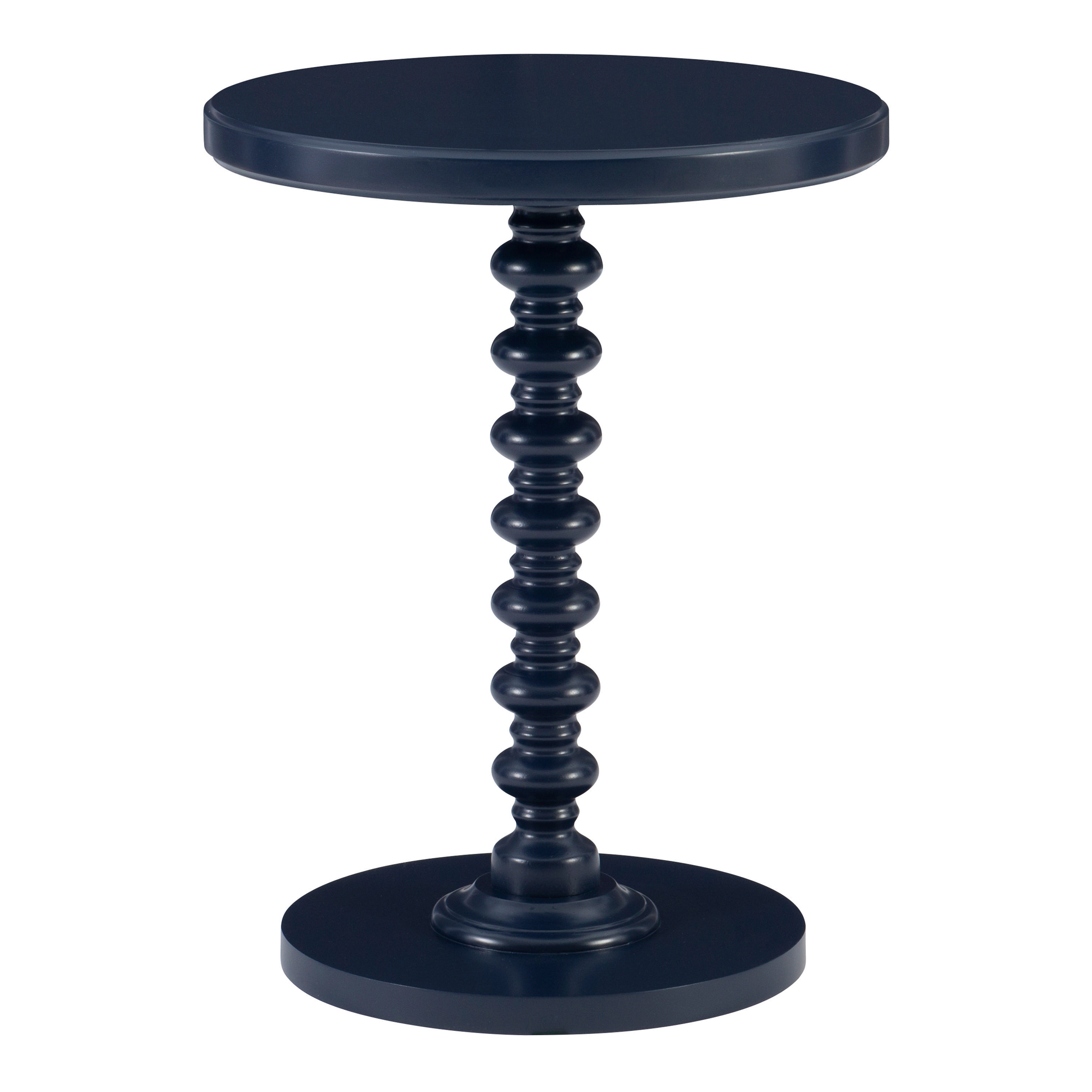 Round Wood Bobbin Pedestal Accent Table - World Market | World Market