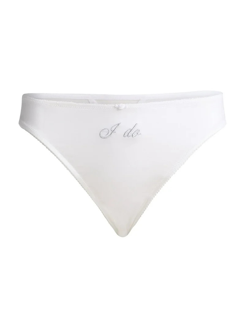 Joyspun Women's Satin Bridal Thong Panties with Lace and Picot, 2-Pack, Sizes XS-3XL | Walmart (US)