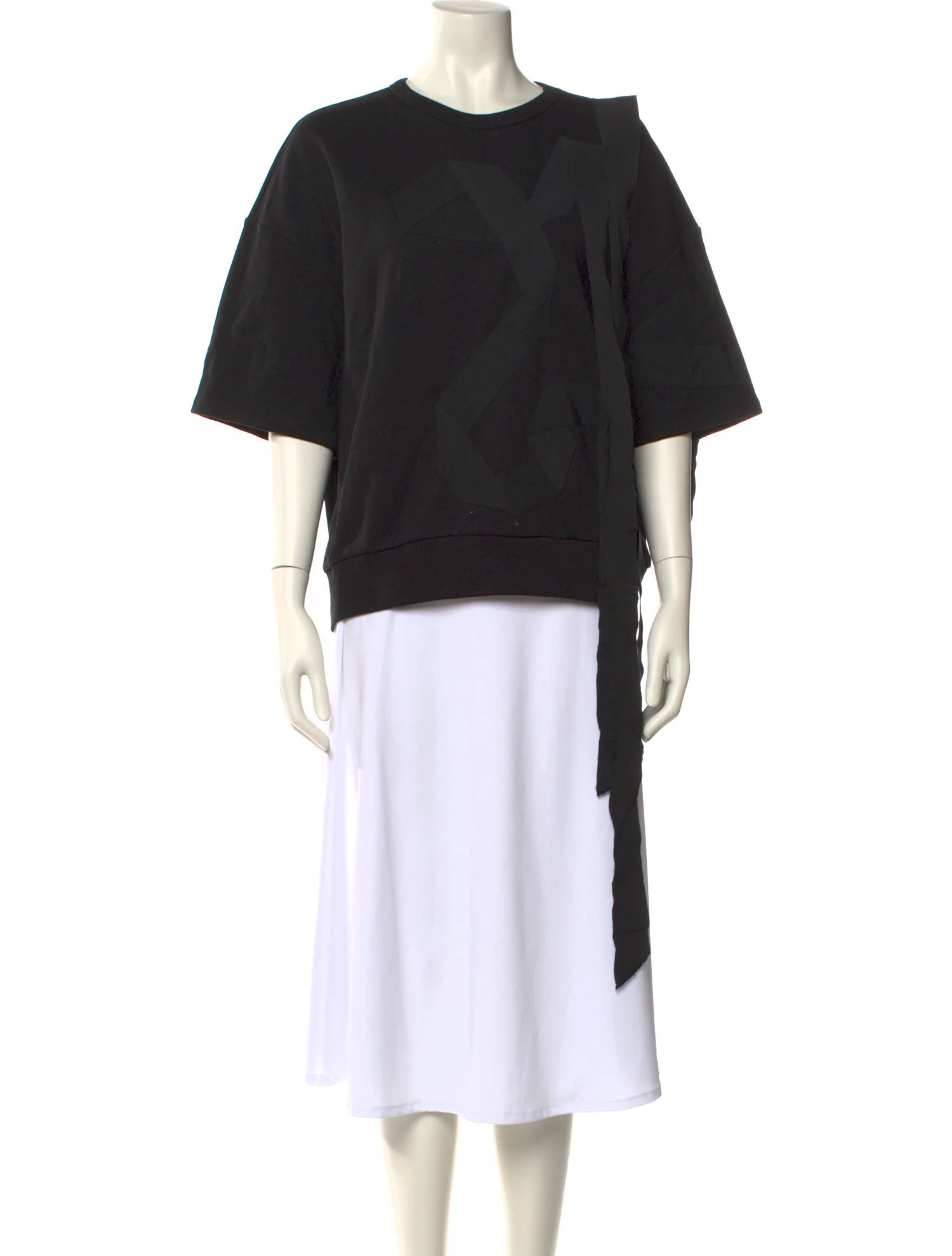 Dries Van Noten Crew Neck Three-Quarter Sleeve Sweatshirt - Black Tops, Clothing - DRI180019 | Th... | The RealReal