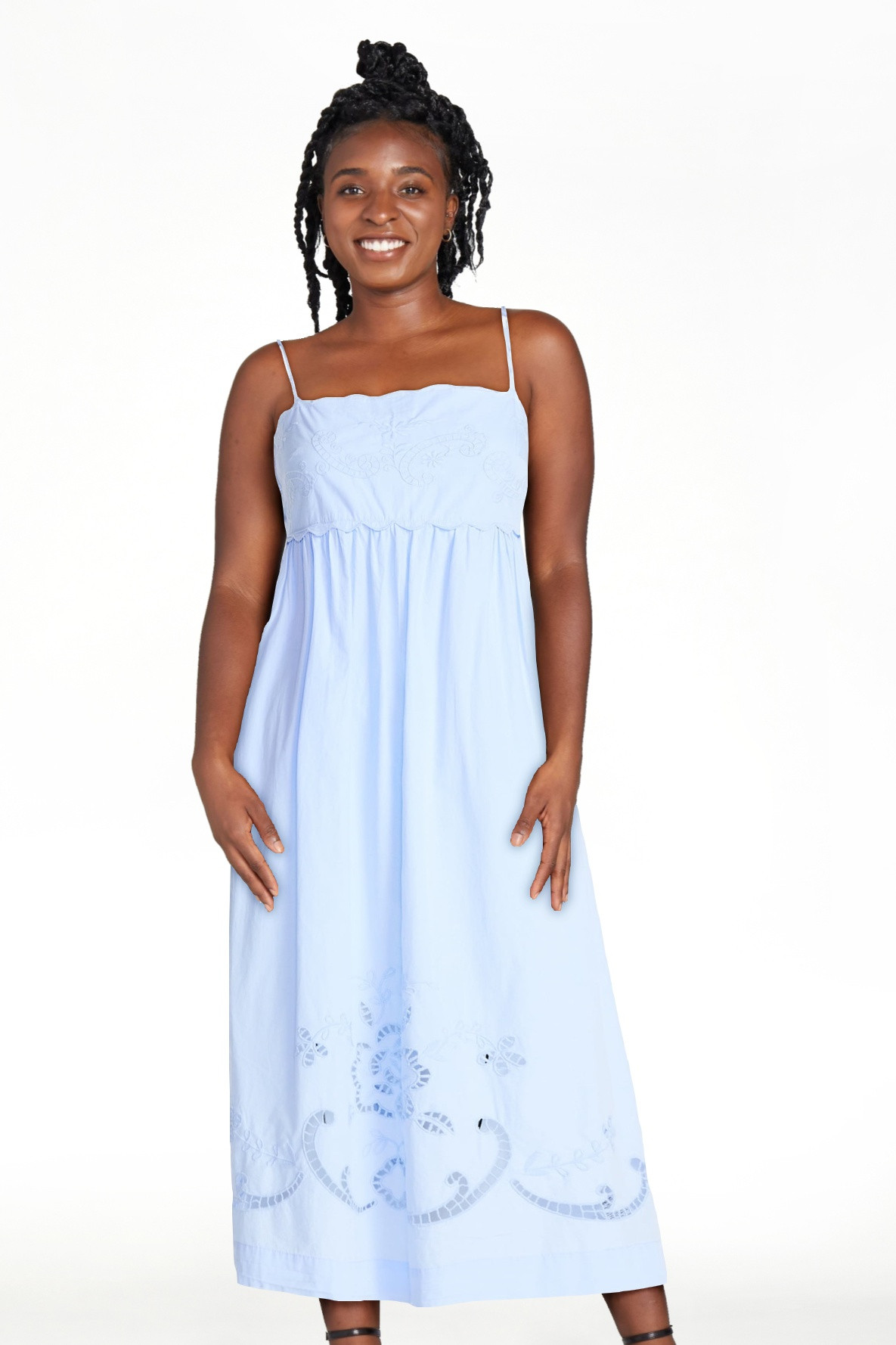 Free Assembly Women’s Embroidered Cotton Midi Dress, Sizes XS-XXL | Walmart (US)