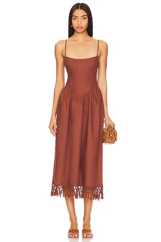 Tularosa Lexi Midi Dress in Chocolate Brown from Revolve.com | Revolve Clothing (Global)