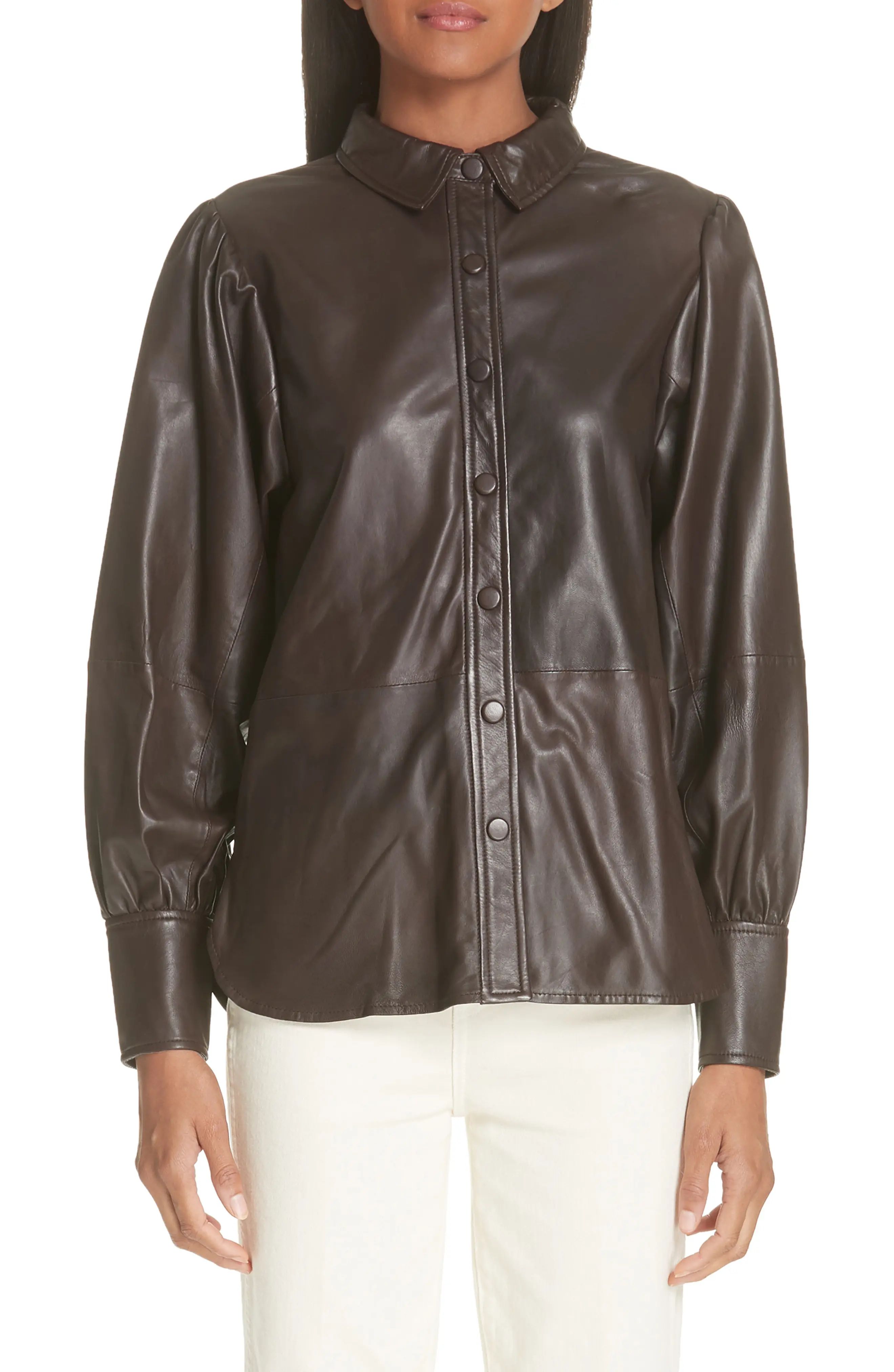 Ganni Rhinehart Leather Shirt | Nordstrom