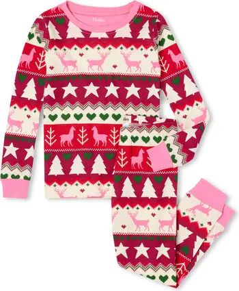 Kids' Fair Isle Fitted Organic Cotton Two-Piece Pajamas | Nordstrom