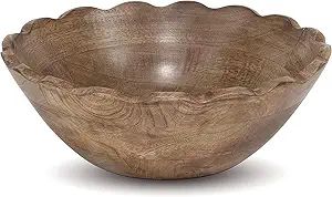 Red Co. 9.75” Large Decorative Wooden Centerpiece Serving Bowl with Wavy Edge, Natural Brown | Amazon (US)