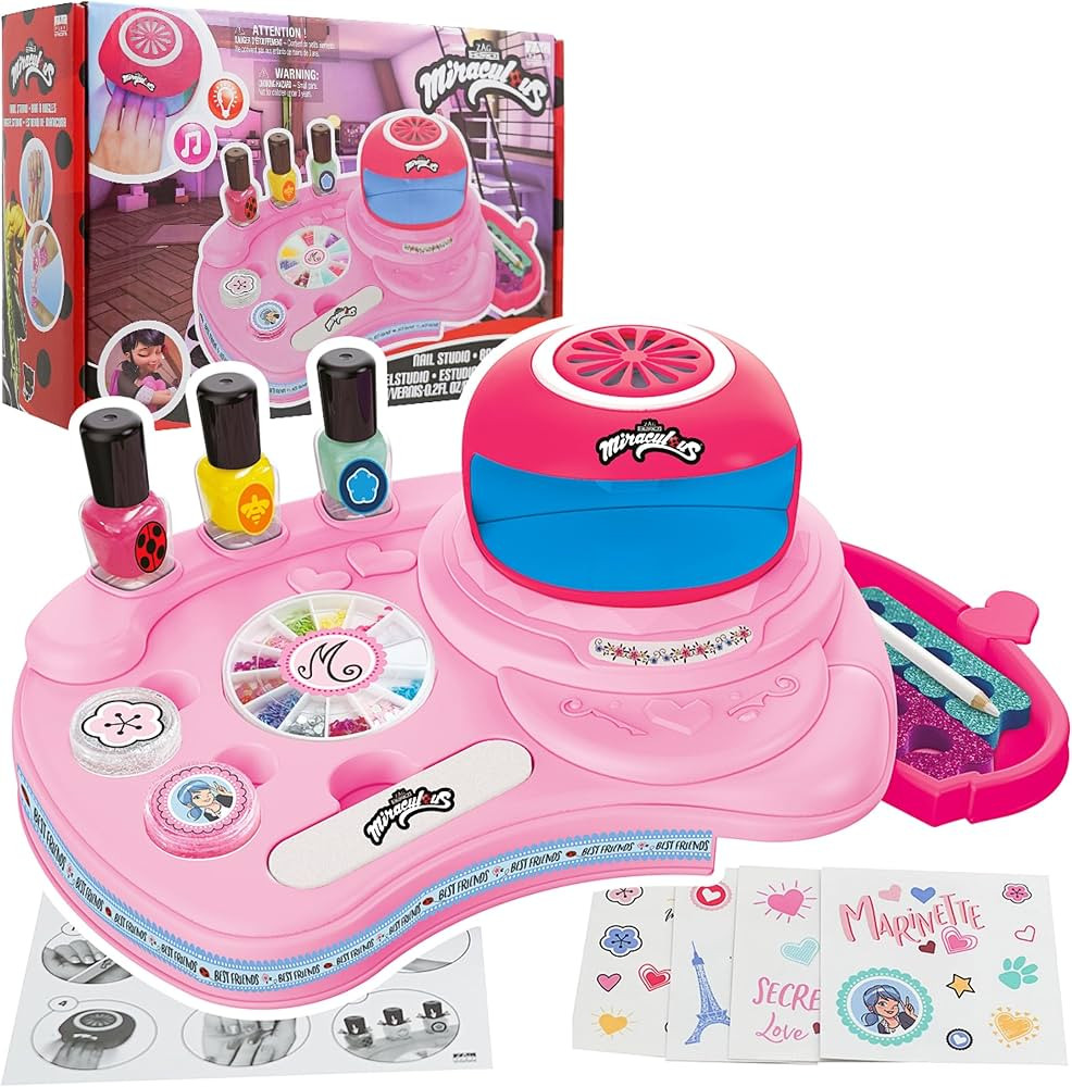 Miraculous Ladybug - Marinette's Nail Studio, Nail Polish Kit for Kids Ages 8-12, Manicure Salon ... | Amazon (US)