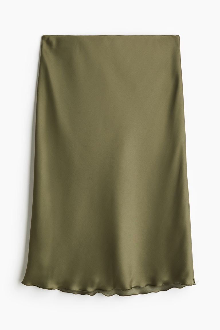 Knee-length Skirt - Regular waist - Knee-length - Dark khaki green - Ladies | H&M US | H&M (US + CA)
