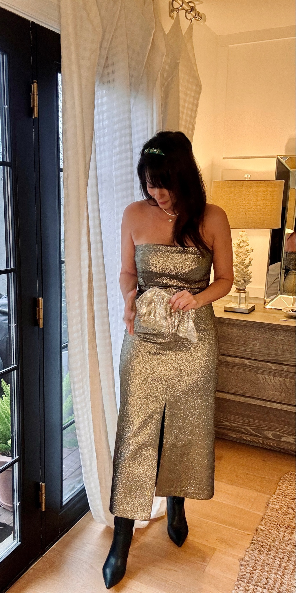 Gold lame and a Faux fur are a simple and affordable party outfit 
Holiday party 
Now on Black Friday sale!! 

#LTKCyberWeek #LTKParties #LTKFindsUnder100