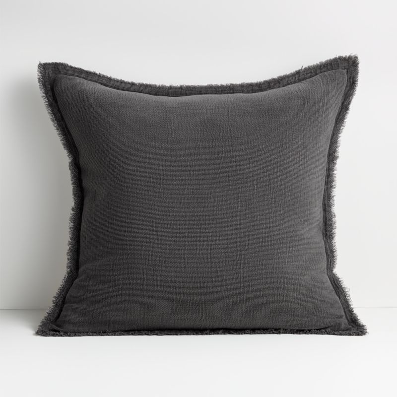 Olind 23" Grey Pillow with Feather-Down Insert + Reviews | Crate & Barrel | Crate & Barrel