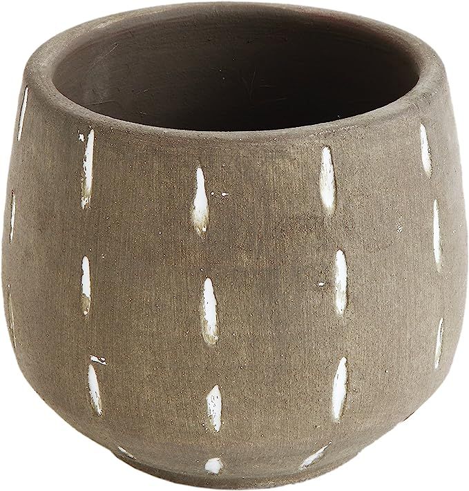 Creative Co-op Glazed Terracotta Planter with Hand Painted Lines | Amazon (US)