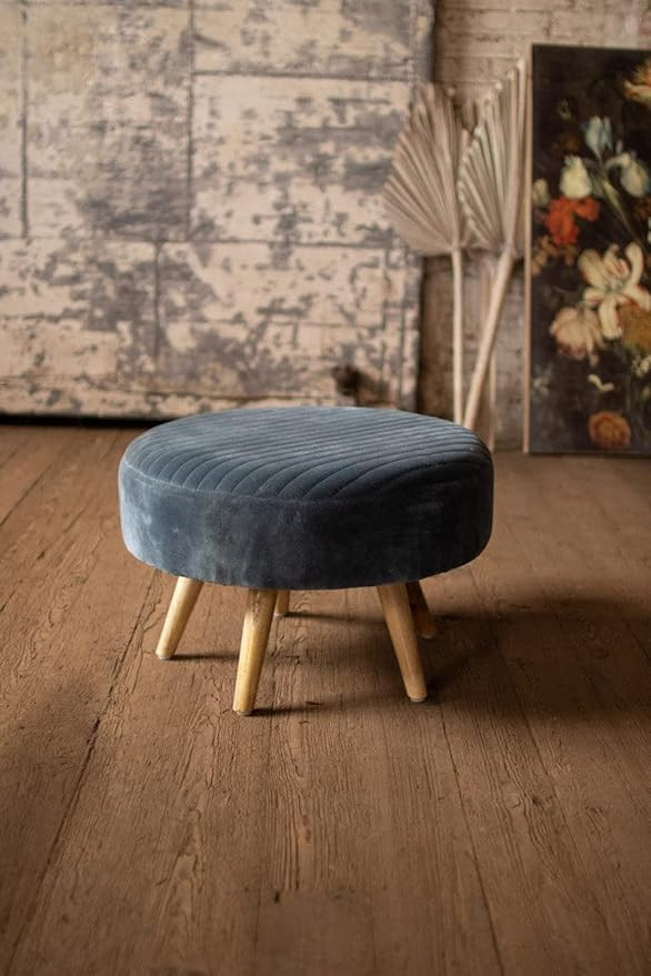 Kalalou NRV2099 Ottoman with Wooden Legs, Blue | Amazon (US)