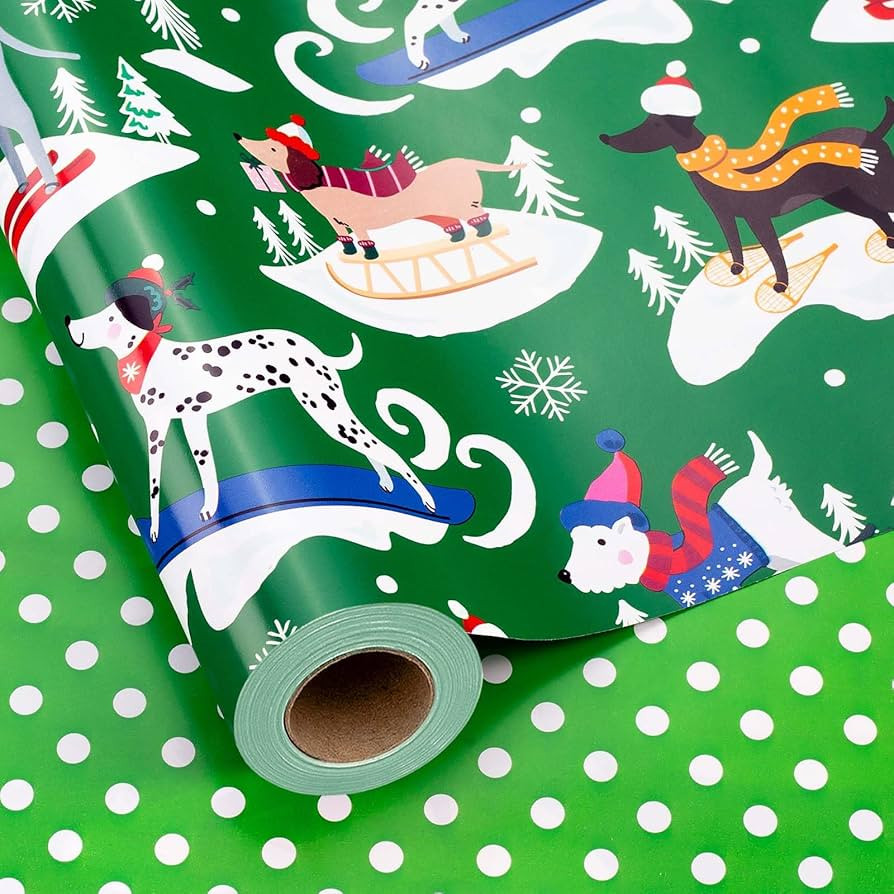 MIMUTI Christmas Wrapping Paper - Green Christmas Wrapping Paper Roll, 17in x 33ft, Reversible Cu... | Amazon (US)