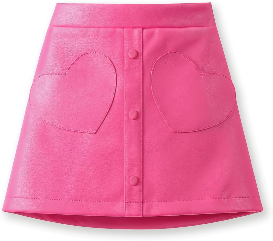 WELAKEN Faux Leather Skirt for Girls Toddler & Kids II Girl's A Line Skirt with Two Front Pockets | Amazon (US)
