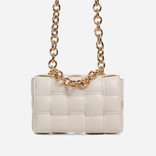 Jackson Chain Detail Quilted Shoulder Bag In Nude Faux Leather | EGO (UK)