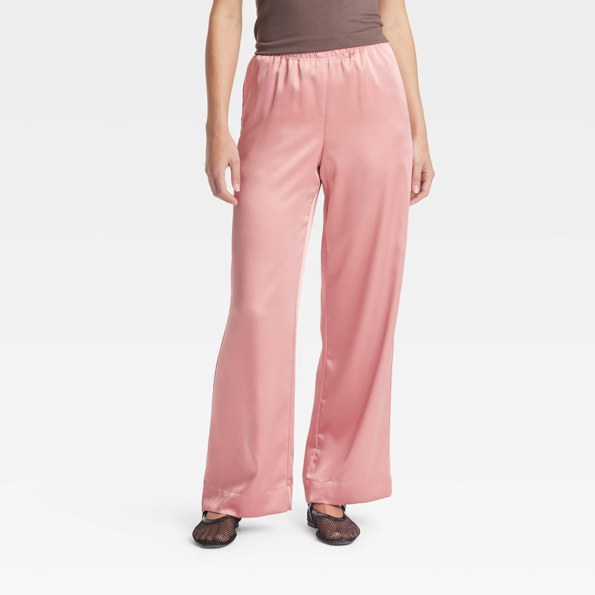 Women's Mid-Rise Straight Leg Satin Pull-On Pants - A New Day™ | Target