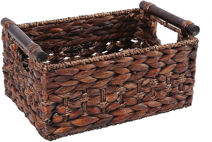 Storage Basket made by Water Hyacinth with Wood Handles, Arts and Crafts. (RectangleA-Medium) | Amazon (US)