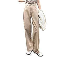 Vintage Jeans for Women Teen Girl High Waisted Relaxed Fit Straight Leg Baggy Boyfriend Jeans | Amazon (US)