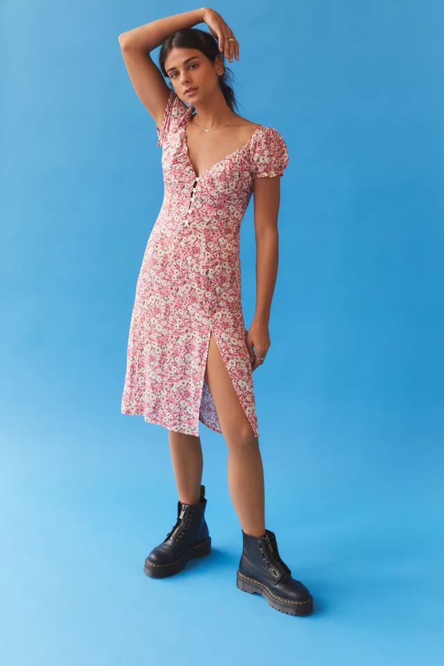 Kiss The Sky V-Neck Midi Dress | Urban Outfitters (US and RoW)