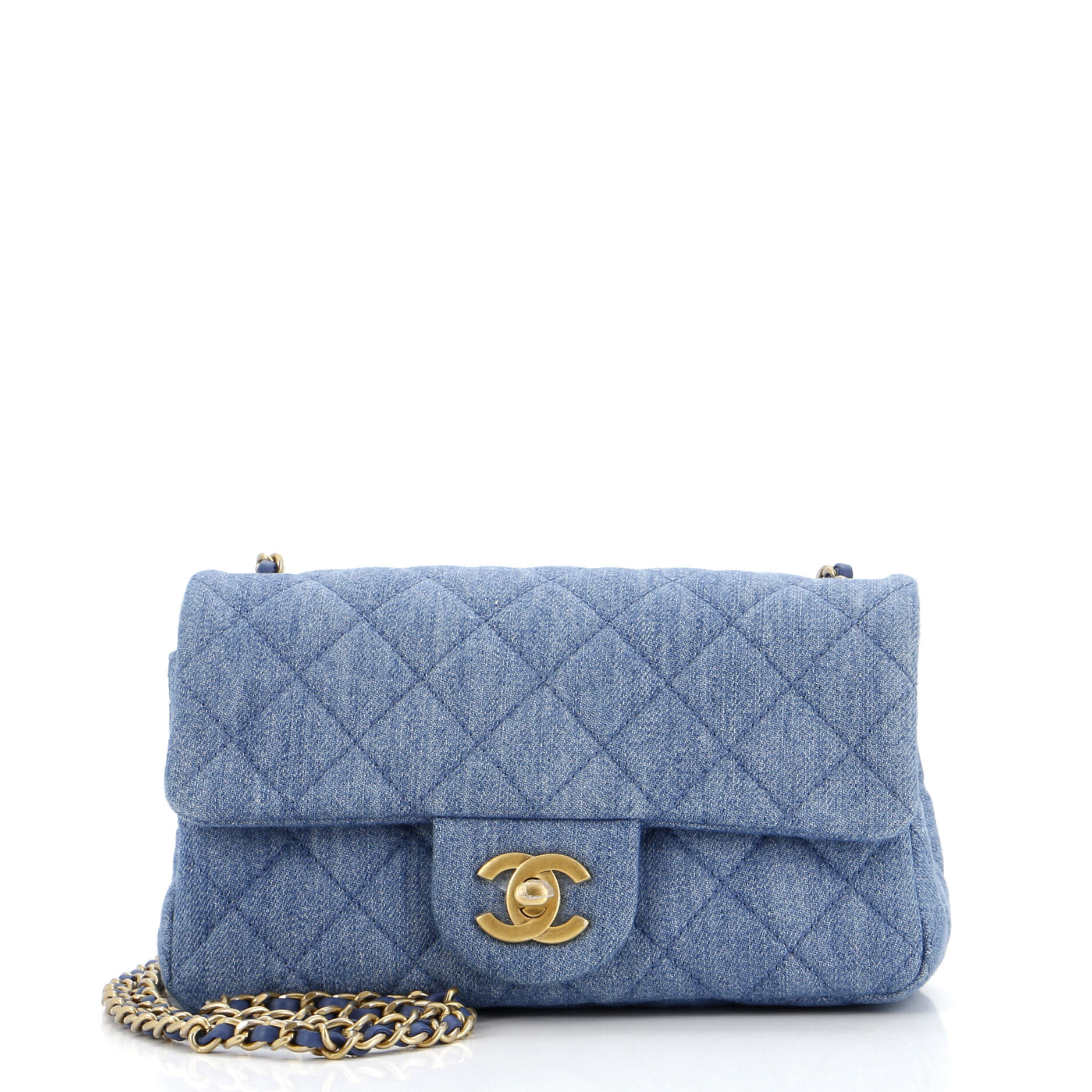Pearl Crush Flap Bag Quilted Denim Mini | Shop Simon