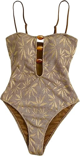 WDIRARA Women's One Piece Cutout Swimsuit High Cut Bathing Suit Spaghetti Strap Vacation Swimwear | Amazon (US)