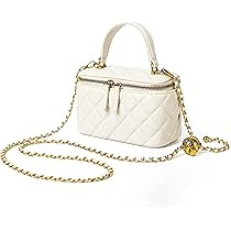 DORIS&JACKY Small Quilted Box Crossbody Purse For Women, Designer Lambskin Leather Mini Top Handl... | Amazon (US)