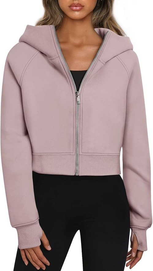 Trendy Queen Womens Zip Up Hoodies Jackets Cropped Sweatshirts Fleece Fall Outfits Casual Comfy Y... | Amazon (US)