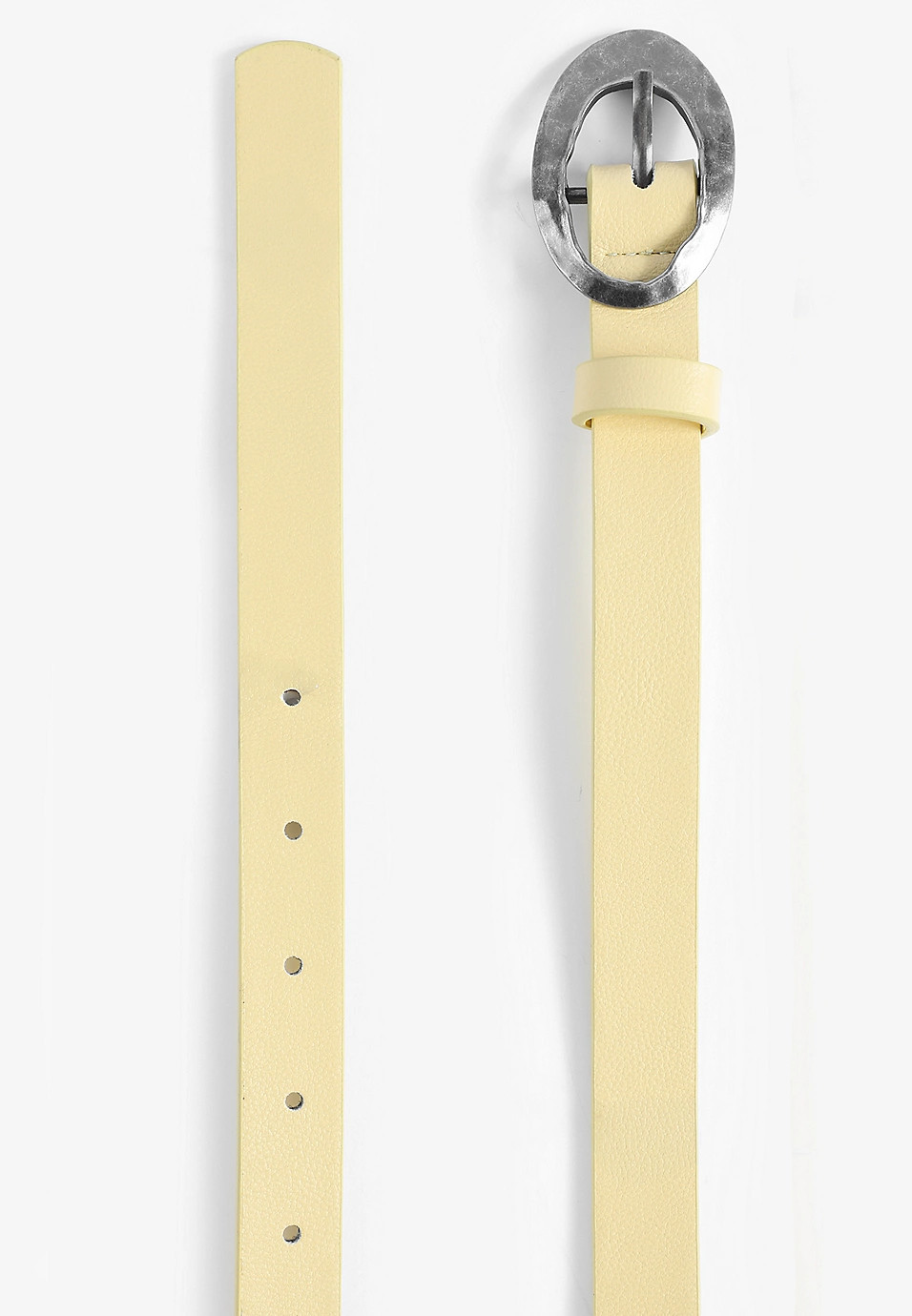 Plus Size Hammered Oval Buckle Yellow Faux Leather Belt | Maurices