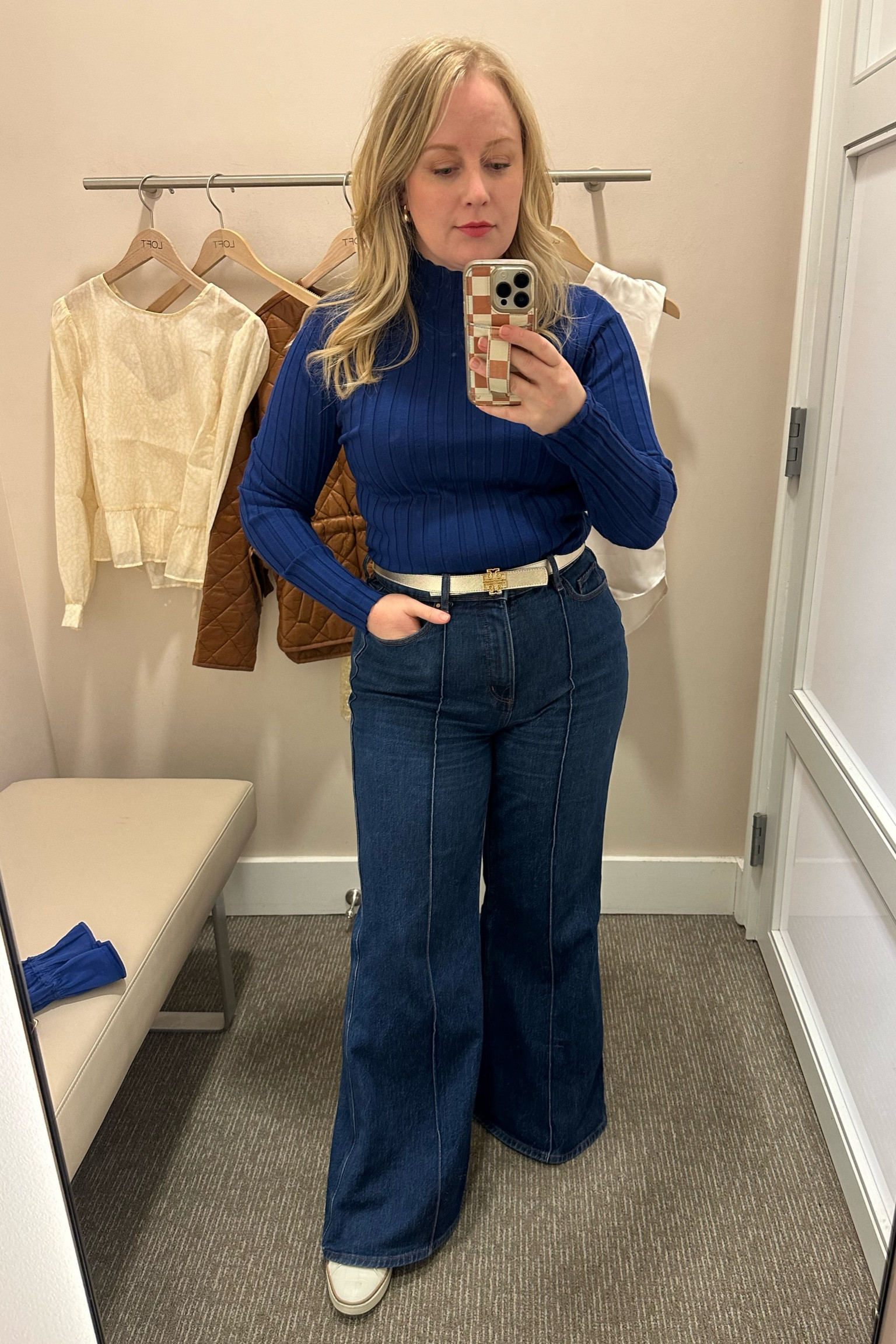 A fantastic bright navy for springs. Jeans for for autumn and spring. Sized up to a large in the top (a medium would have been fine but I like a little more room around the neck). Jeans are long but AMAZING. If under 5’3” consider the petite length. 

#LTKFindsUnder50 #LTKSaleAlert