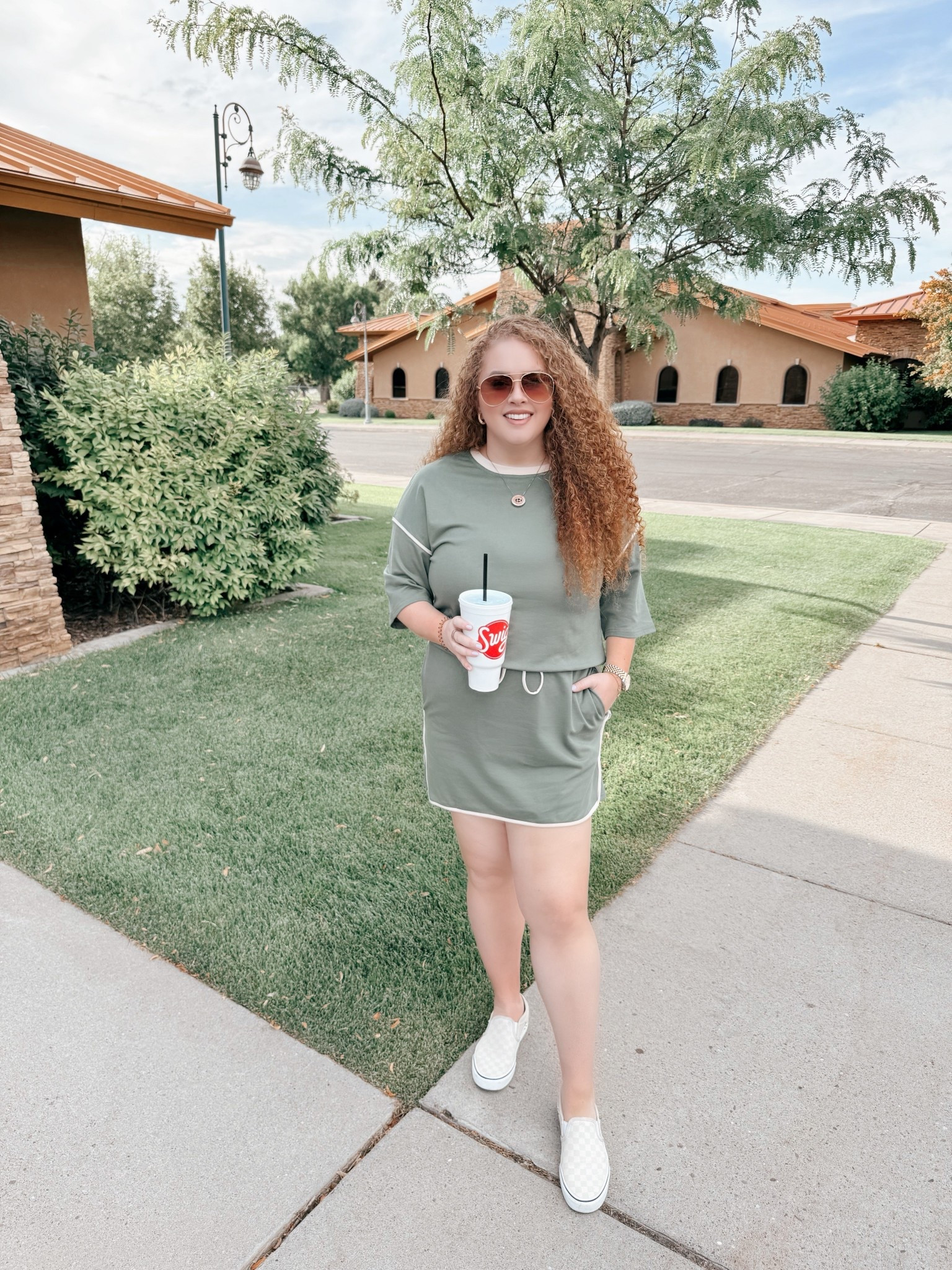 🍃 Fall transition ready in this green two piece set from Amazon! Comfy, cute, and perfect for those in between days 🍂✨ two piece set | amazon two piece set | green two piece set | travel two piece set | Amazon travel outfit | fall two piece set | fall two piece set | checkered vans | beige checkered vans | vans | casual outfit | Casual outfit inspo | amazon casual outfit | Amazon finds | Amazon fashion | amazon outfit | Amazon look | travel outfit | travel outfit inspo | fall travel | travel two piece set | casual outfit | casual set | skirt set | two piece skirt set 

#LTKMidsize #LTKFindsUnder50 #LTKStyleTip