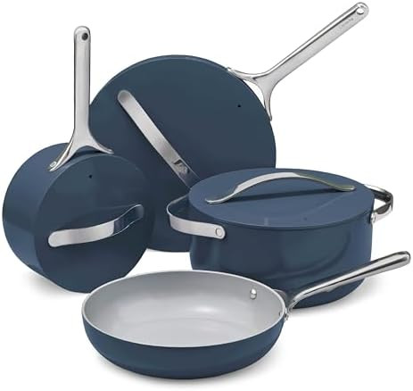 Caraway Non-stick Ceramic Cookware Set (12 Piece) Pots, Pans, Lids and Kitchen Storage - PFAS & P... | Amazon (US)