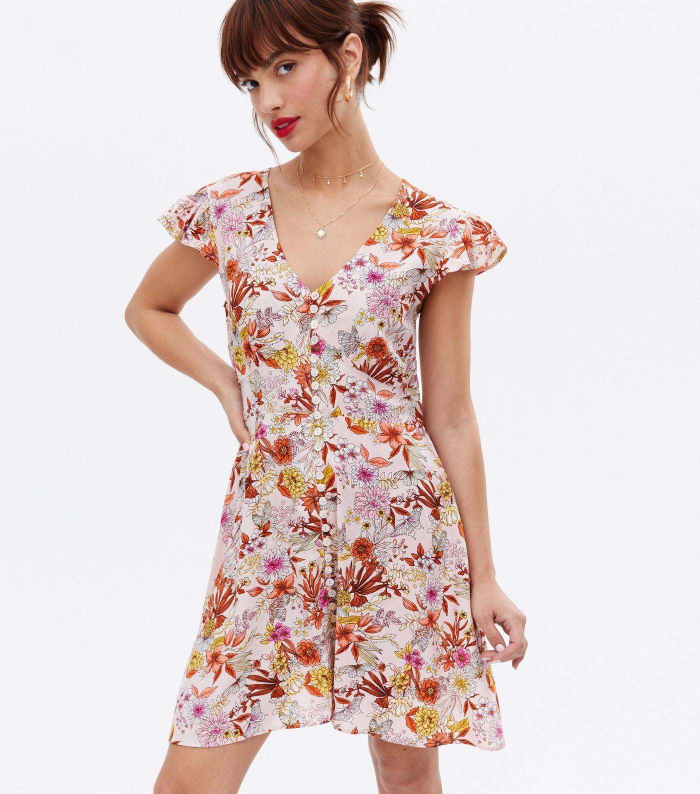Blue Vanilla Pink Floral Button Front Mini Dress
						
						Add to Saved Items
						Remove fro... | New Look (UK)