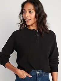 Thermal-Knit Raglan-Sleeve Henley T-Shirt for Women | Old Navy (US)