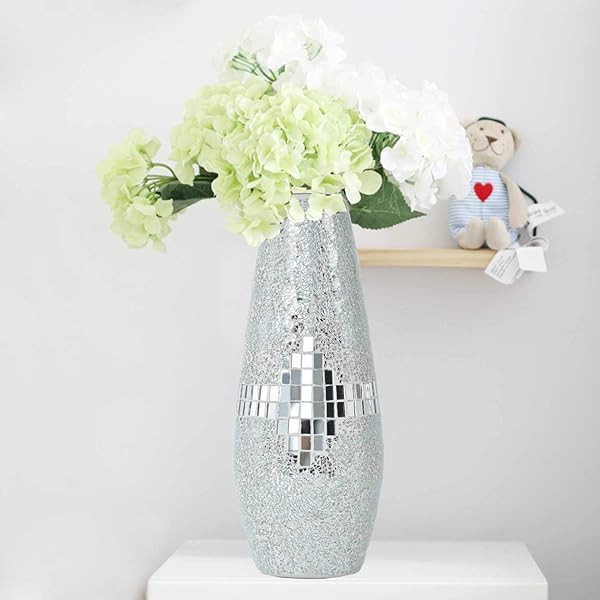 MDLUU Mosaic Vase 11" Tall, Handcrafted Cracked Glass Vase, Decorative Flower Vase for Home Decor... | Amazon (US)