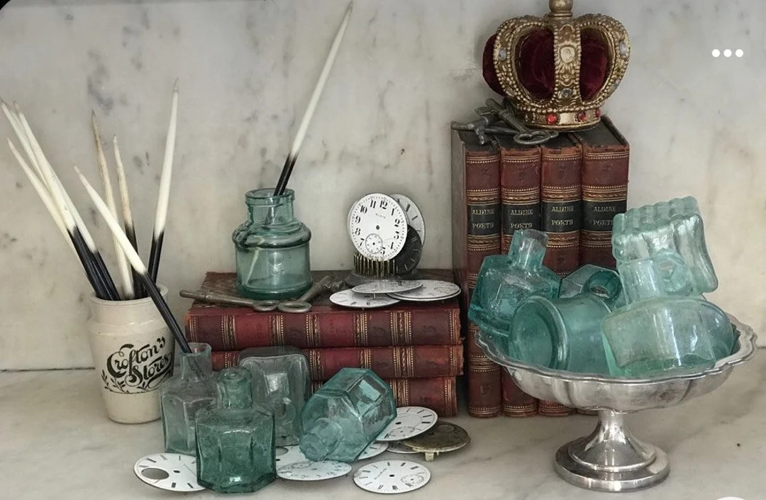 Set of 5 - Antique English Victorian Aqua Inkwells - Assorted Shapes - Etsy | Etsy (US)