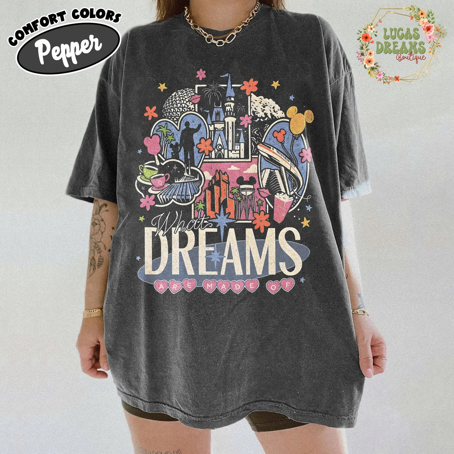 Retro Comfort Colors Disney Dreams Shirt, Magic Kingdom Castle Tee, Disney Park Family Trip Outfi... | Etsy (Global)