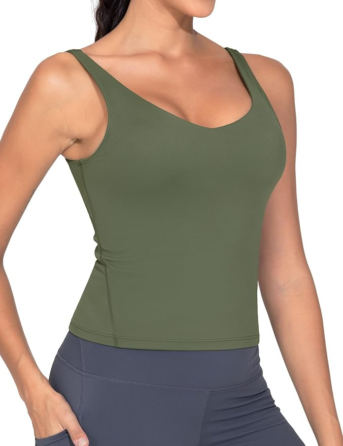 THE GYM PEOPLE Women's Longline Sports Bra Wirefree Padded Workout Yoga Tank Top | Amazon (US)