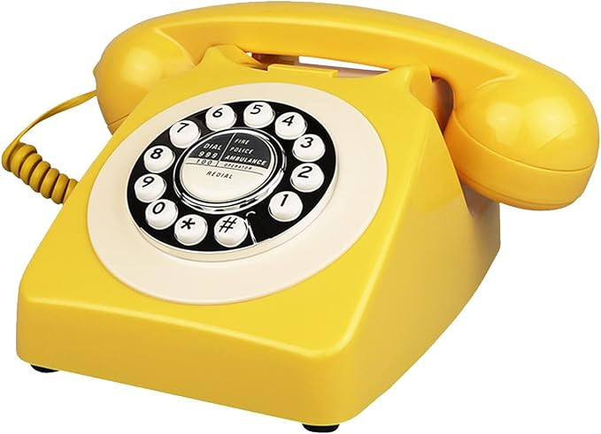 Retro Landline Phone, Yellow Old Fashion Vintage Telephone with Push Dial Keypad Single Line Anti... | Amazon (US)