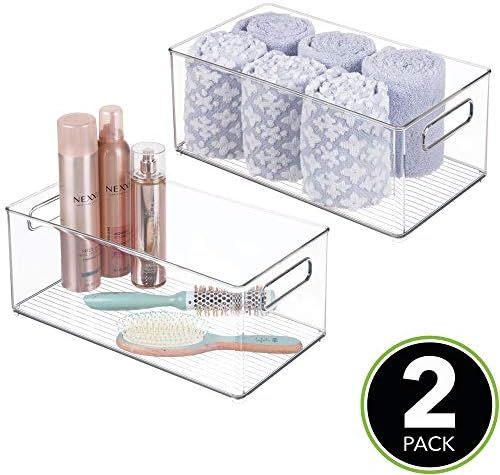 mDesign Deep Plastic Storage Bin Tote with Handles for Organizing Cosmetics, Makeup Palettes, Bod... | Amazon (US)