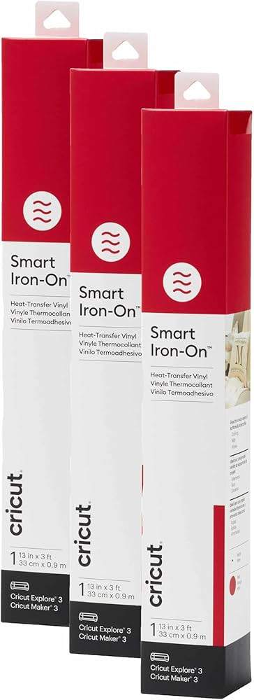 Cricut Smart Iron On, Red, 3-Pack of 3ft Rolls (13"x36") Heat Transfer Vinyl for Maker & Explore ... | Amazon (US)