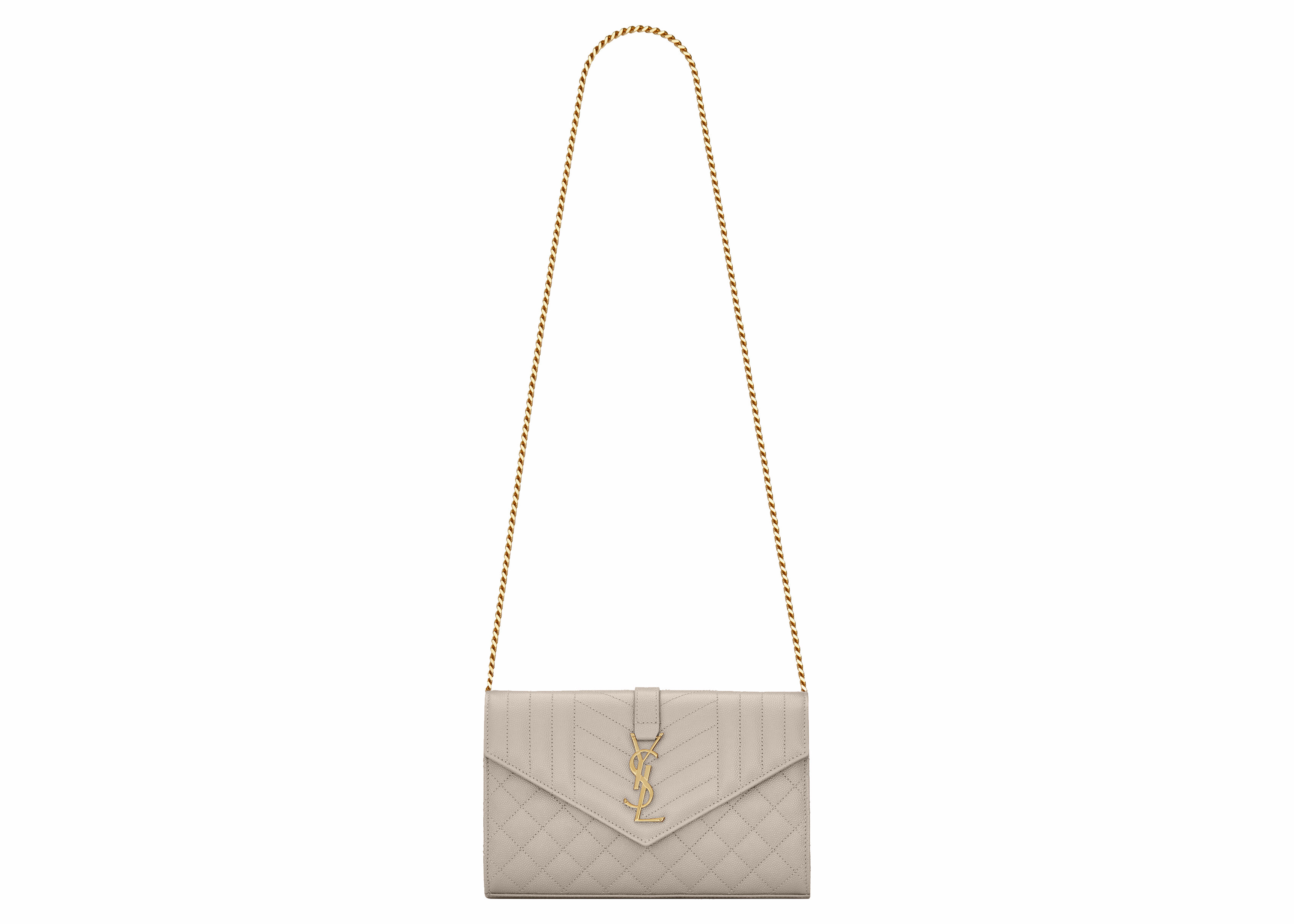 Women's Saint Laurent Monogram Chain Wallet Grain De Poudre in Blanc Vintage | StockX