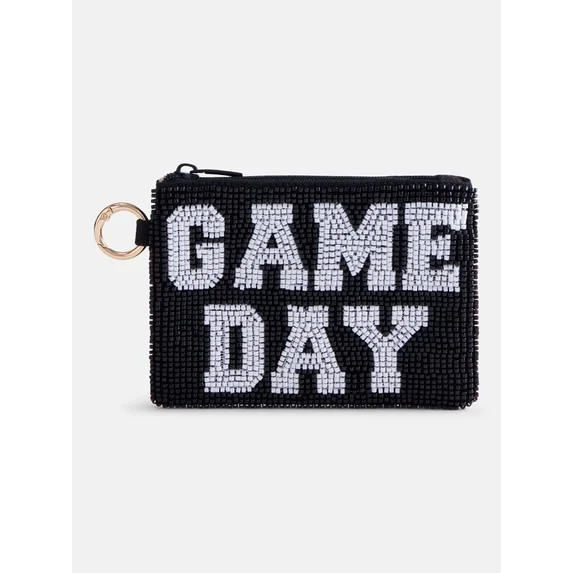 No Boundaries Women’s Game Day Beaded Pouch, Black | Walmart (US)