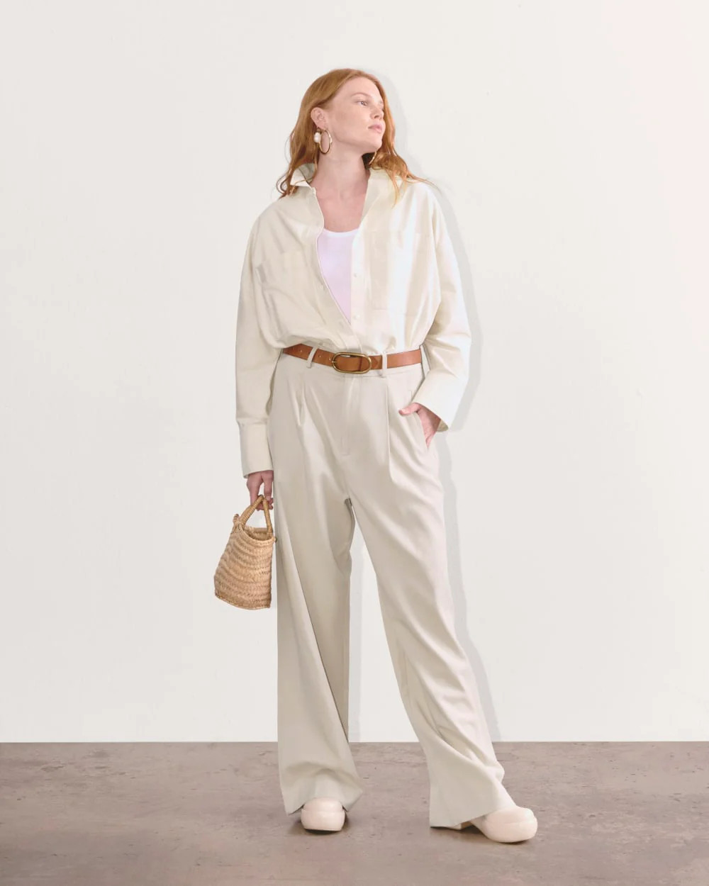 The Draper Pleated Pant in Buttersmooth | Sandstone | 30" Inseam | Everlane