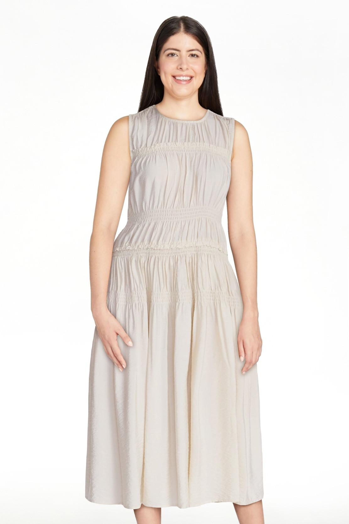 Time and Tru Women's Sleeveless Smocked Midi Dress, Sizes XS-XXXL | Walmart (US)