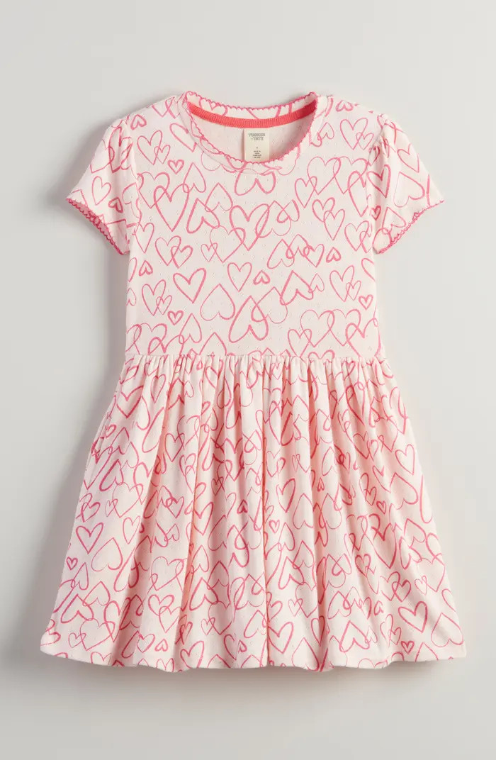 Tucker + Tate Kids' Pointelle Puff Sleeve Stretch Cotton Dress | Nordstrom | Nordstrom