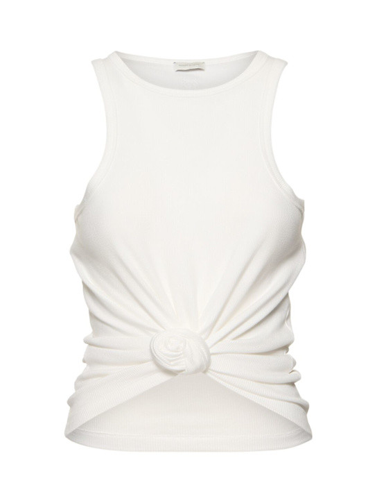 Draped cotton blend rib top | Luisaviaroma