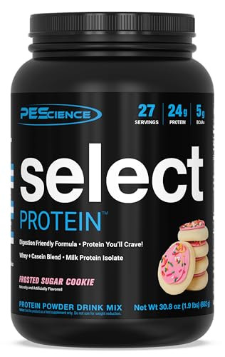 PEScience Select Protein Powder, Whey and Casein Blend, Lean Protein Powder for Women and Men, Low Calorie, Low Carb, Keto Friendly, Gluten Free, Frosted Sugar Cookie - 27 Servings | Amazon (US)