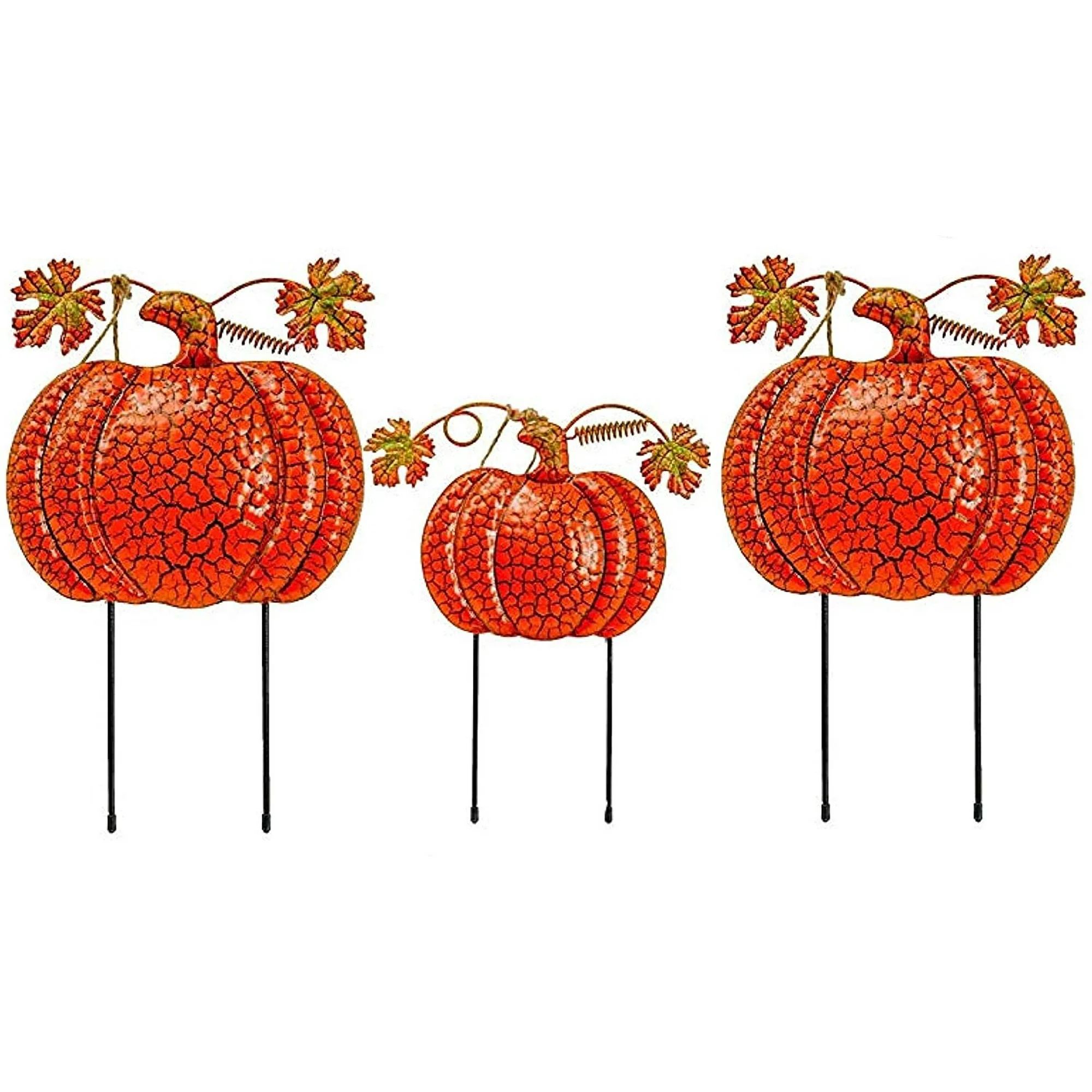 Inelkas Pumpkin Garden Stakes Thanksgiving Autumn Fall Harvest Halloween Outdoor Metal Decor 14" ... | Walmart (US)